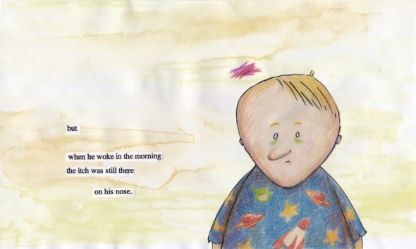 a boy with an itchy nose