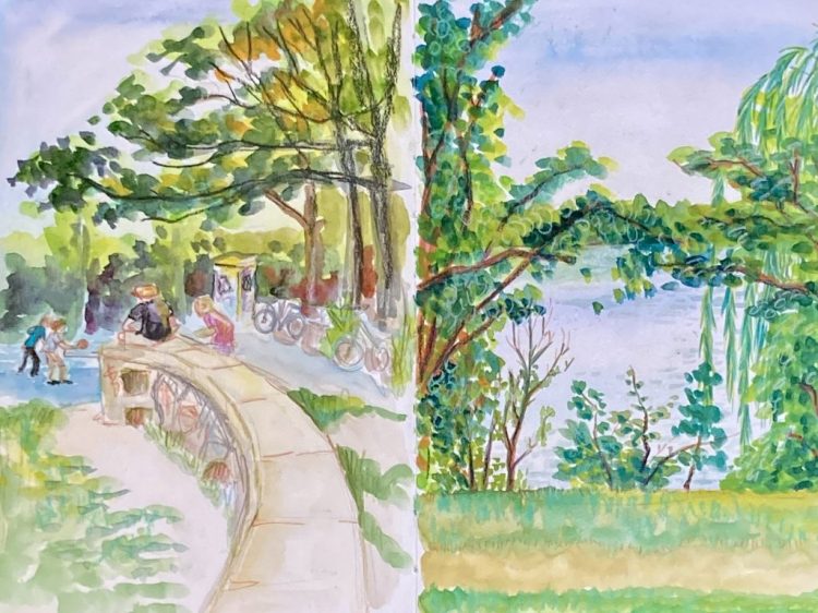 Skizzenbuch - Tischtennis und Badesee